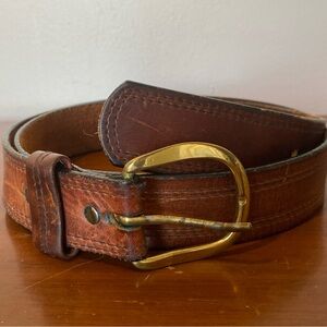 Vintage Leegin Brown Leather Belt with Solid Brass Buckle